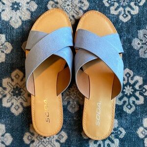 SODA Blue Crisscross Sandals